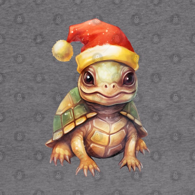 Eastern Box Turtle in Santa Hat by Chromatic Fusion Studio